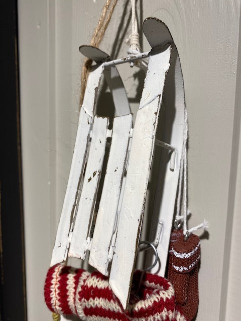 Julepynt sport Kjelke metall hvit Shishi