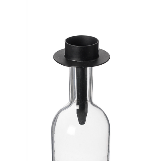 Lysholder telys flaske sort Bruka Design