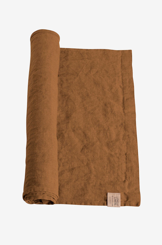 Løper lin lys brun mandel 47x150 Lovely linen
