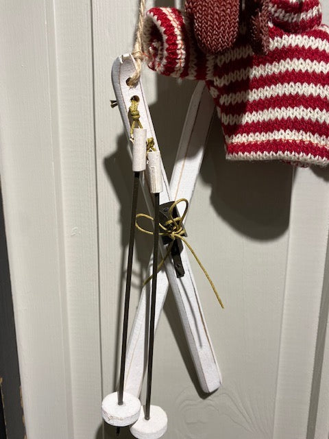 Julepynt sport Ski m staver hvite Shishi