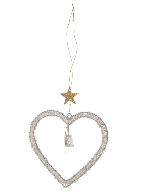 Hjerte m perler 14 cm Walther & Co