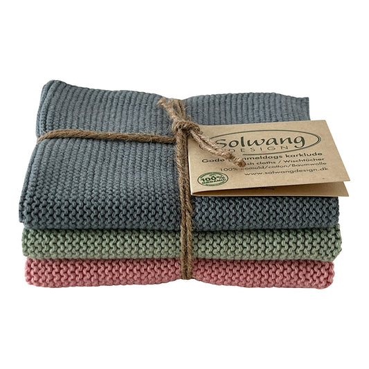 3 pk kluter kombi støvet rosa grønn og blå Solwang
