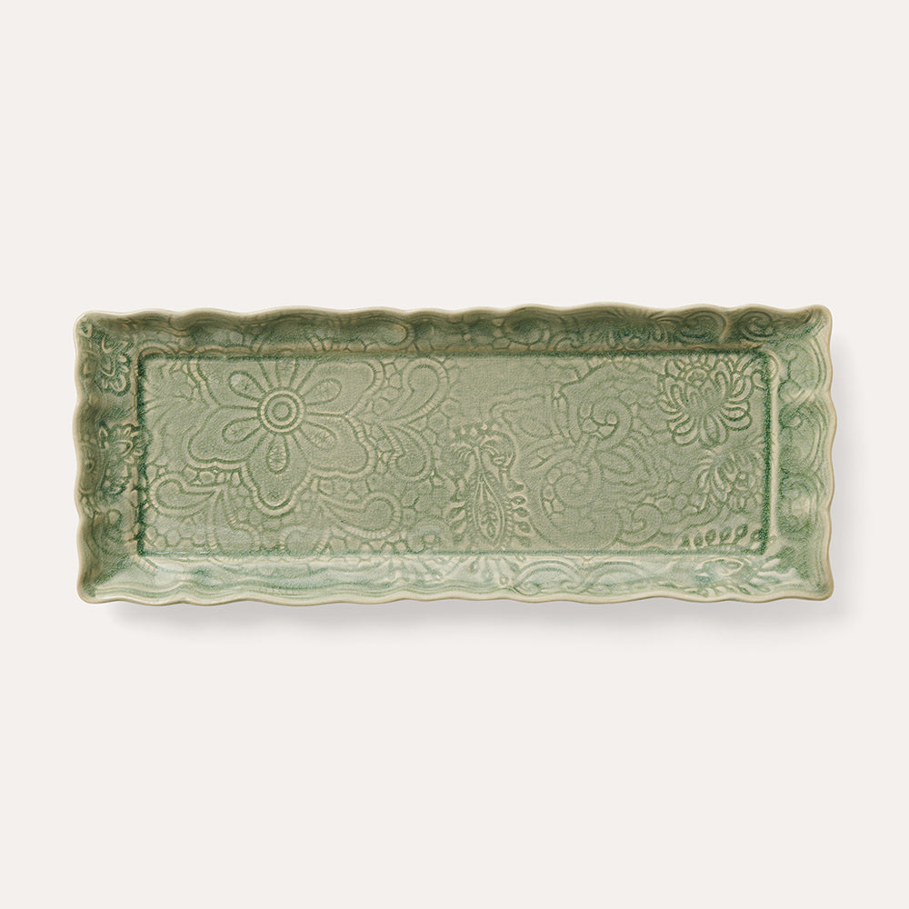 Fat rektangel Tray dish antikk mintgrønn Sthål