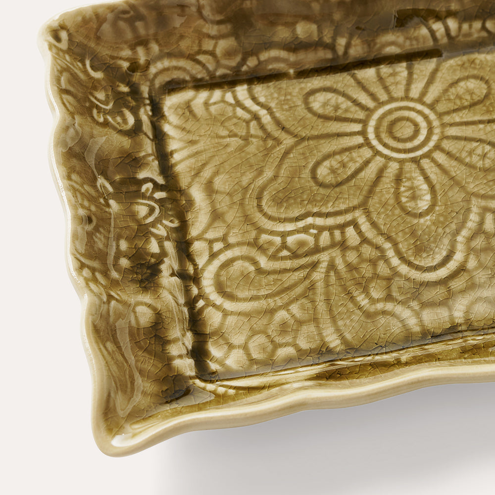 Fat rektangel Tray dish sand Sthål