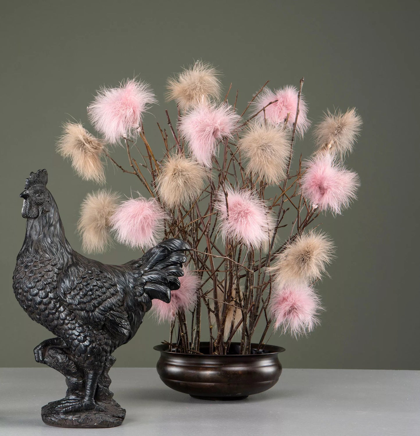 Fjær 12 stk fluffy gammelrosa Alot Design