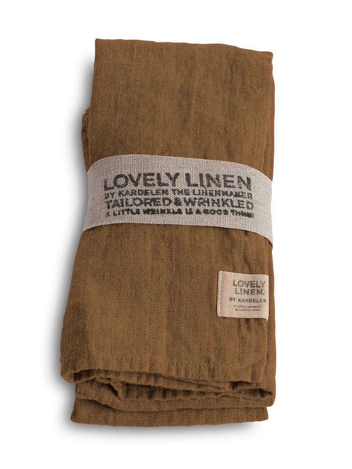 Duk lin almond mandel brun 145x380 Lovely linen