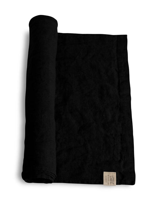 Løper lin sort 47x150 Lovely linen