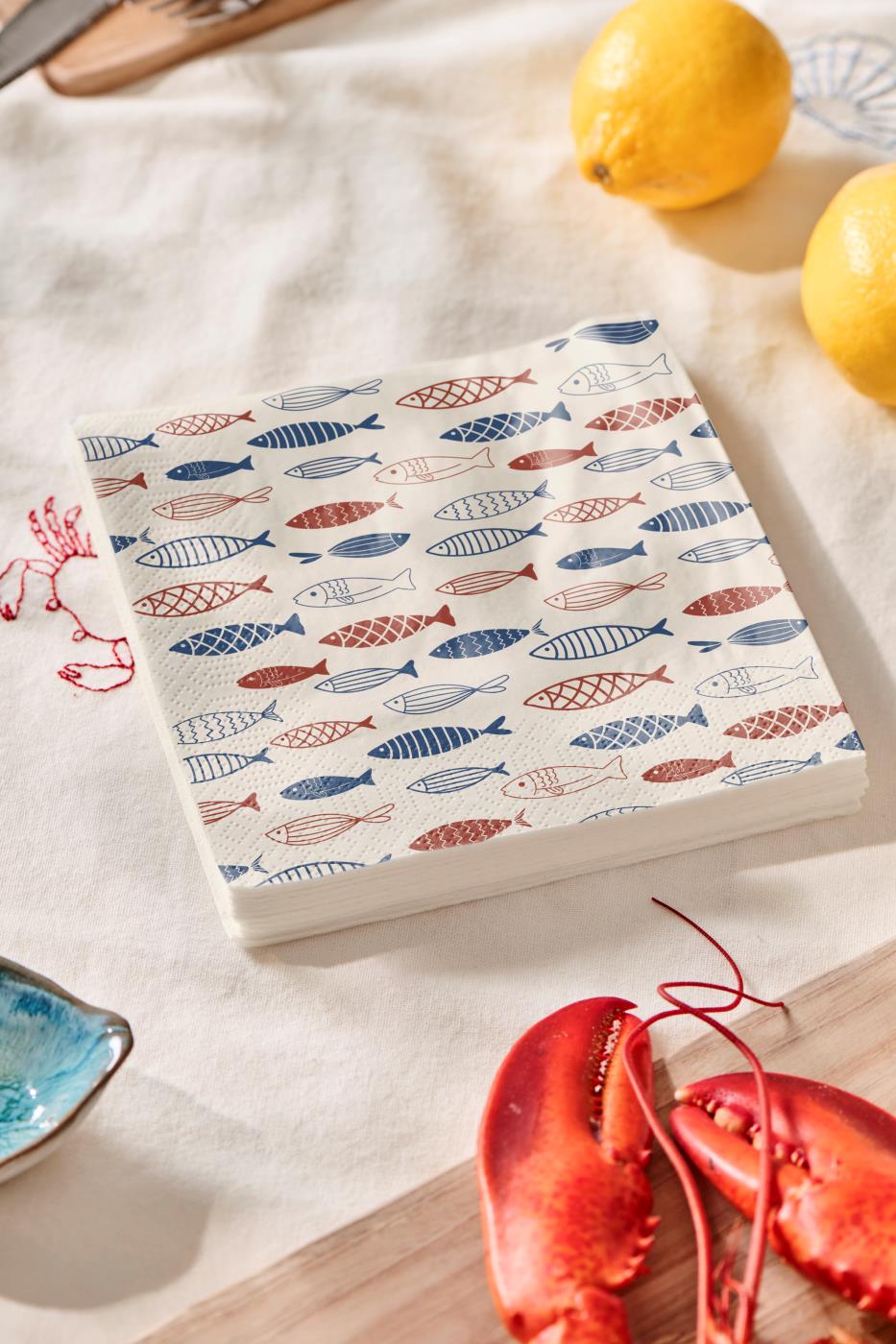 Serviett lunsj fiskestim Ib Laursen