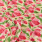 Teppe Quilt beige m/røde og rosa blomster, grønne blade