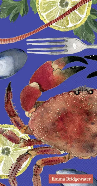 Serviett buffet skalldyr krabbe Fish Supper Blue Buffet Emma Brigdewater IHR