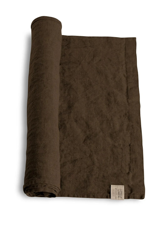 Løper lin sjokolade brun 47x150 Lovely linen