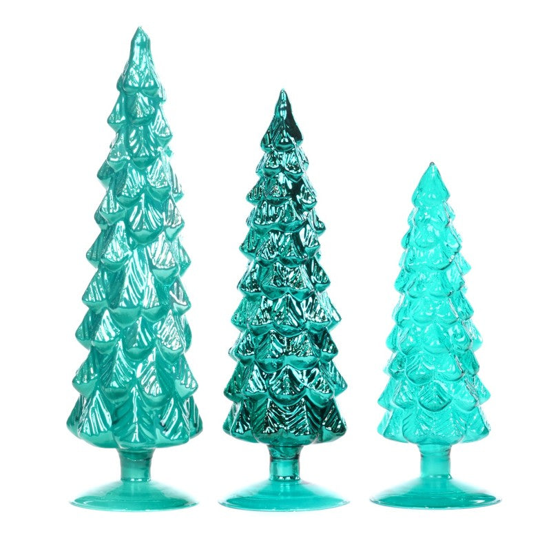 Juletre 3 stk glass turkis Goodwill