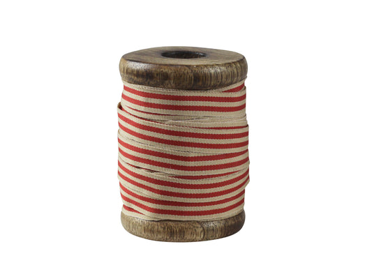 Bånd rull beige røde striper 5 m Chic Antique