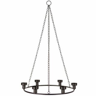 Lysestake krone matt svart 6 lys Edelweiss