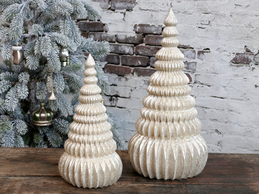 Juletre 31 cm crem champagnefarget gull Chic Antique