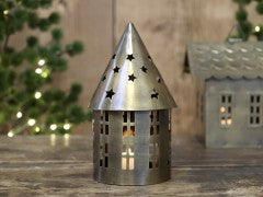 Lyshus rundt metall antikk messing farget Chic Antique