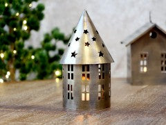 Lyshus rundt metall antikk messing farget Chic Antique