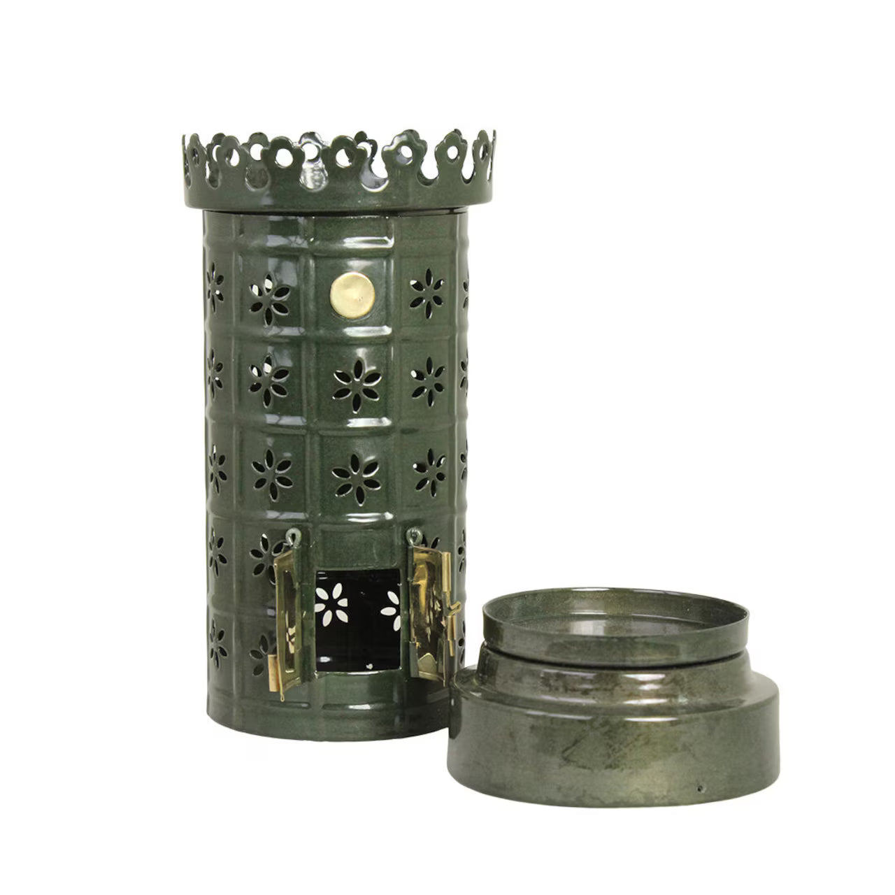 Lykt telys Kakkelovn grønn Strømshaga