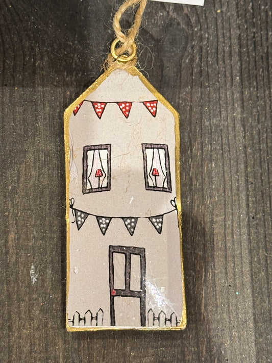 Julepynt metall hus grått Ib Laursen
