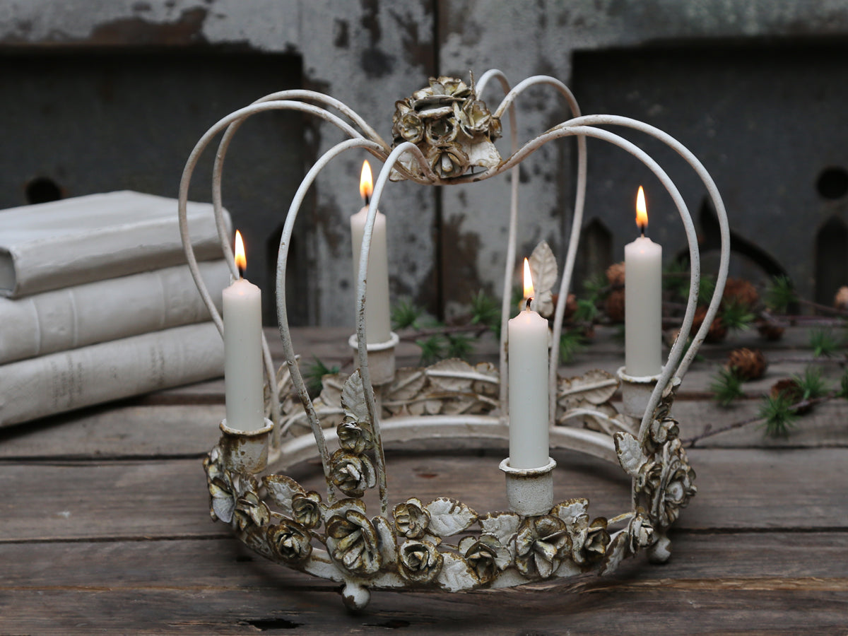 Vintage kongekrone kremhvit Chic Antique