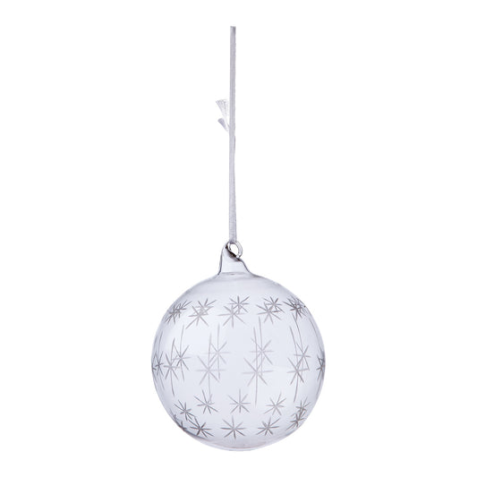Julekule klar 10 cm glass med stjerner Affari