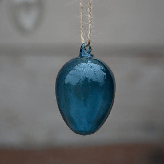 Glass egg 4,5 cm blå  Miljøgården