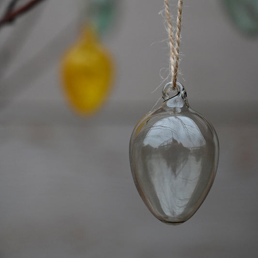 Glass egg 3,5 cm sand smoke Miljøgården