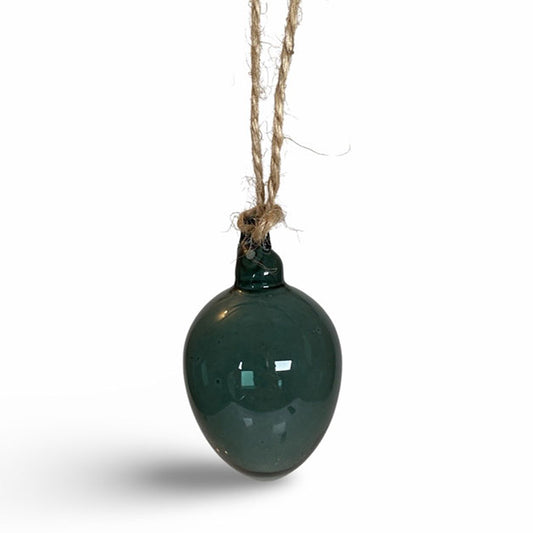 Glass egg 3,5 cm mørk grønn petrol Miljøgården