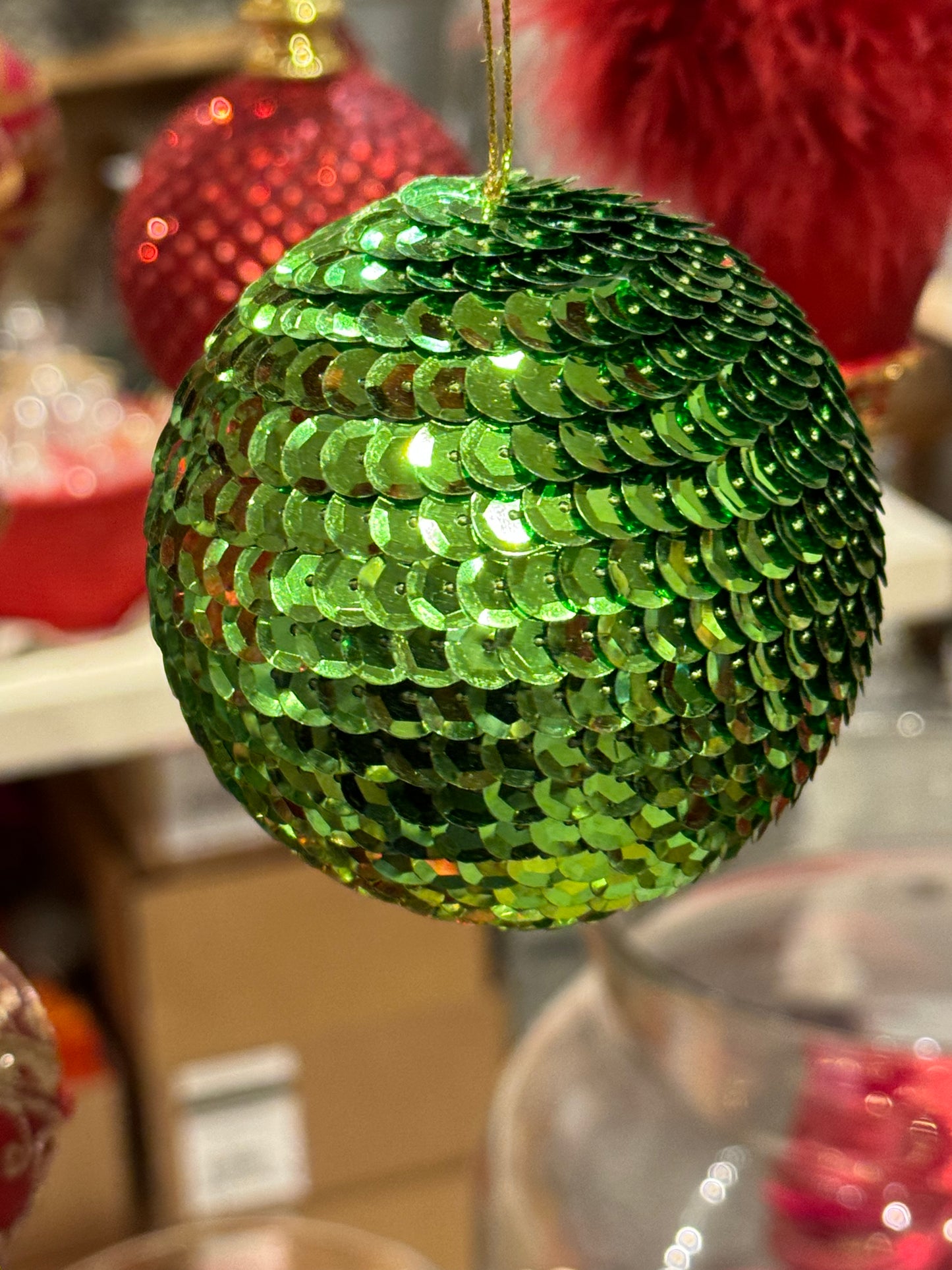 Julekule grønn bling isopor 8cm