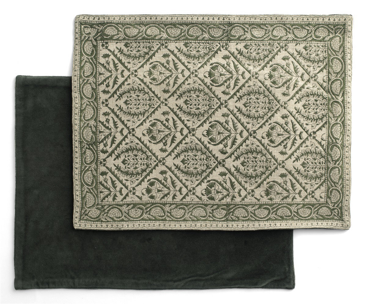 Dekkebrikke Jaipur mosegrønn 37 x 50 cm Chamois