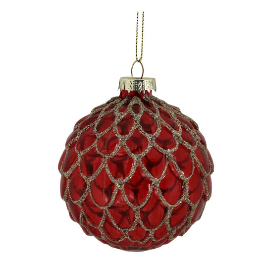 Julekule rød 8 cm Chic Antique