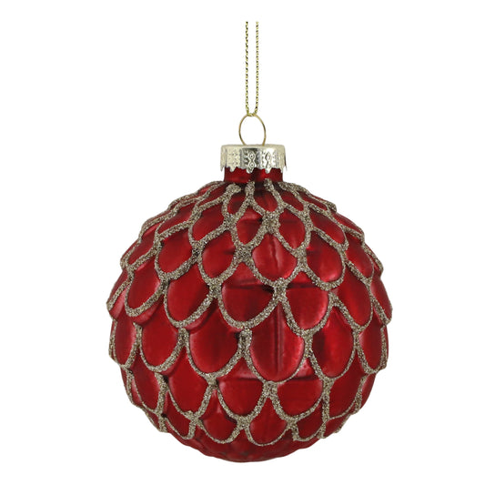 Julekule rød 8 cm Chic Antique