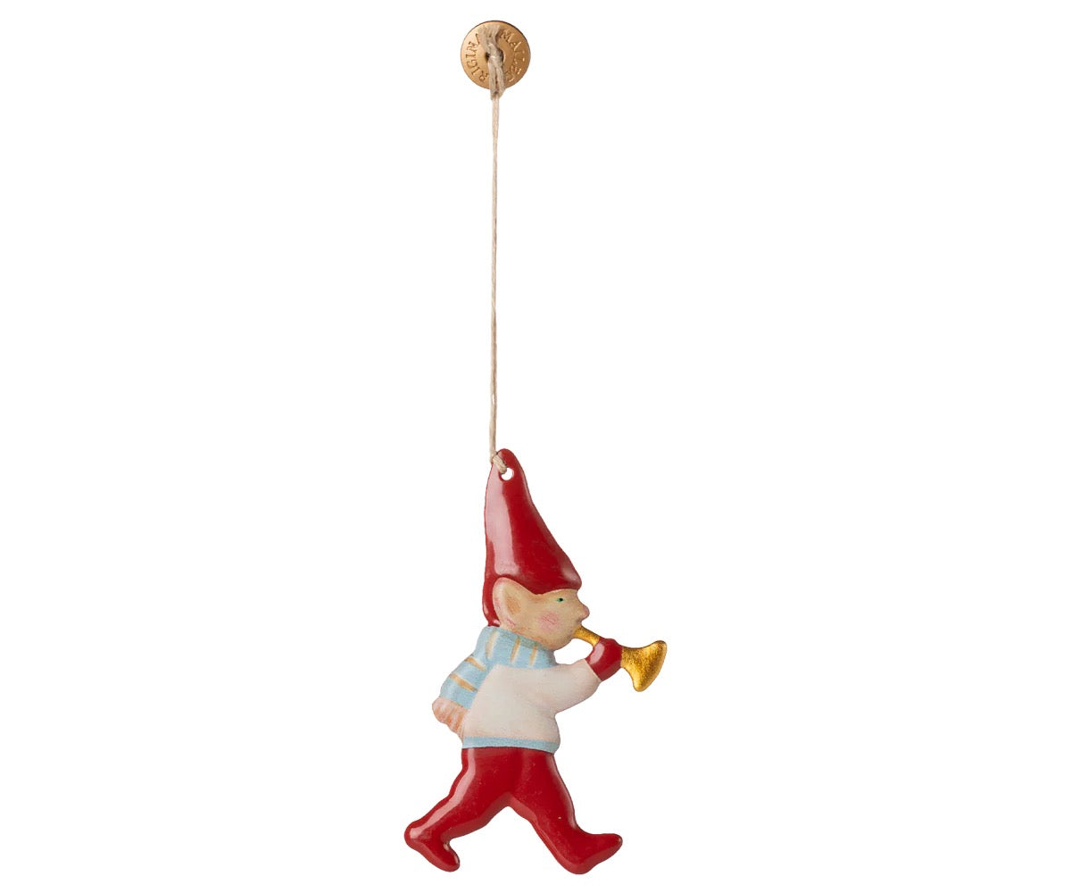 Nisse med trompet metall Maileg