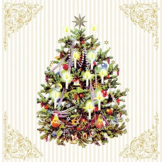 Serviett lunsj juletre X-mas tree cream Ambiente