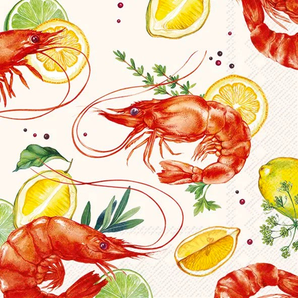 Serviett lunsj Delicious Shrimps White IHR
