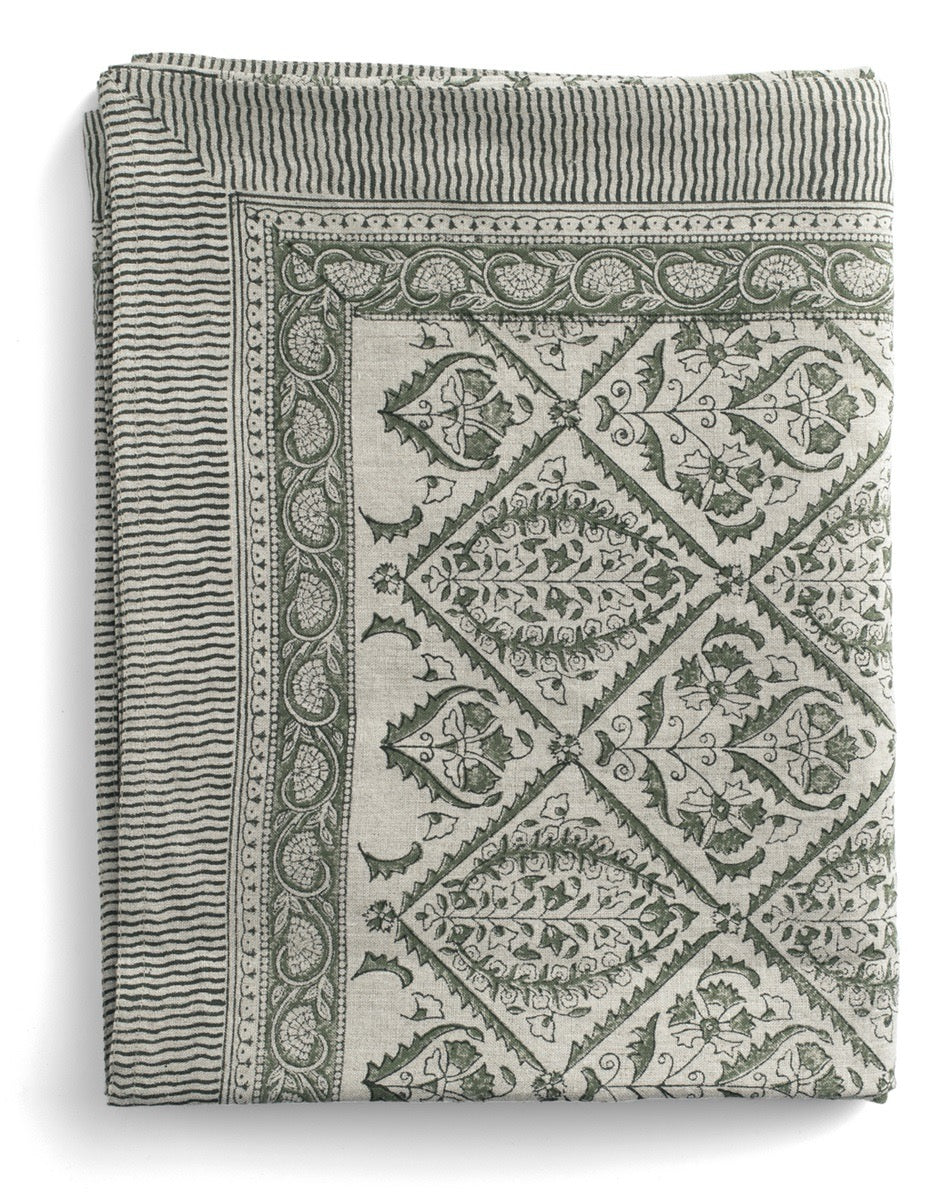 Duk lin Jaipur mosegrønn Moss  Green 150x350 cm Chamois