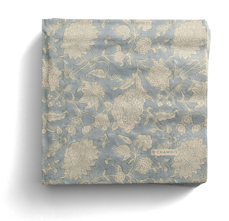 Serviett lunsj Indian Rose dusty blue 20 stk  Chamois