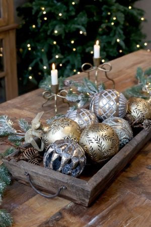 Julekule messing farget 10 cm Chic Antique