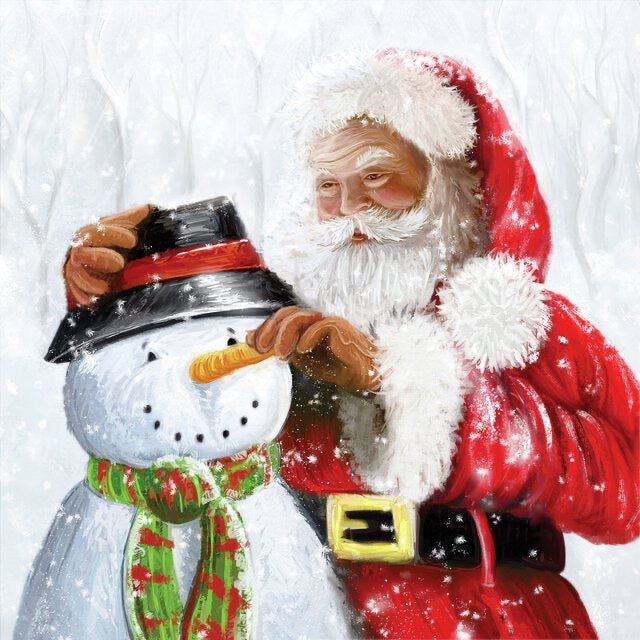 Serviett lunsj santa and snowman Ambiente