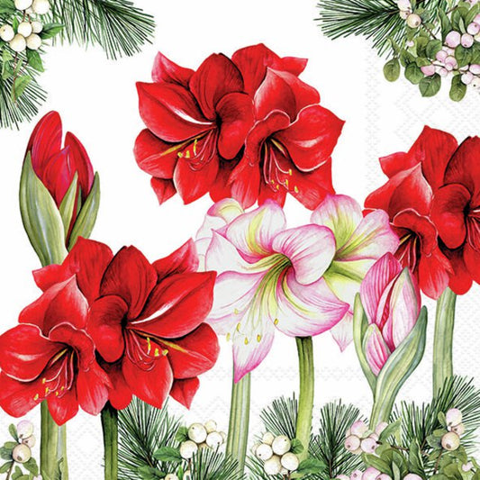 Serviett Lunsj Blooming amaryllis white Ambiente