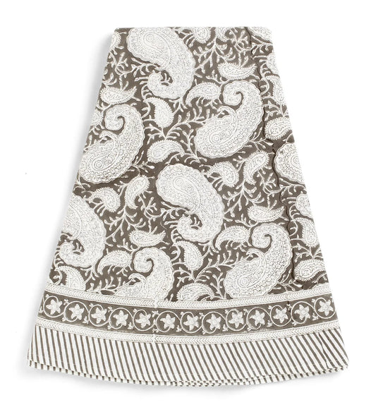 SALG Duk bomull rund 180 cm Big Paisley dark grey Chamois