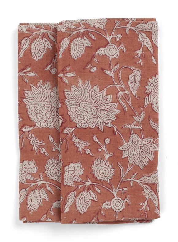 Duk lin Indian Rose - Terracotta - 145x350cm Chamois