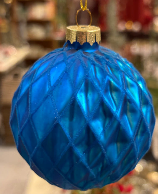 Julekule blå 8 cm