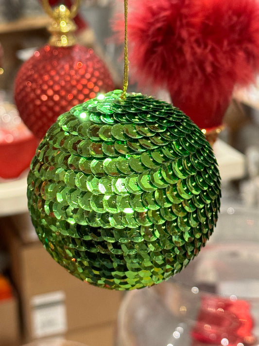 Julekule grønn bling isopor 8cm