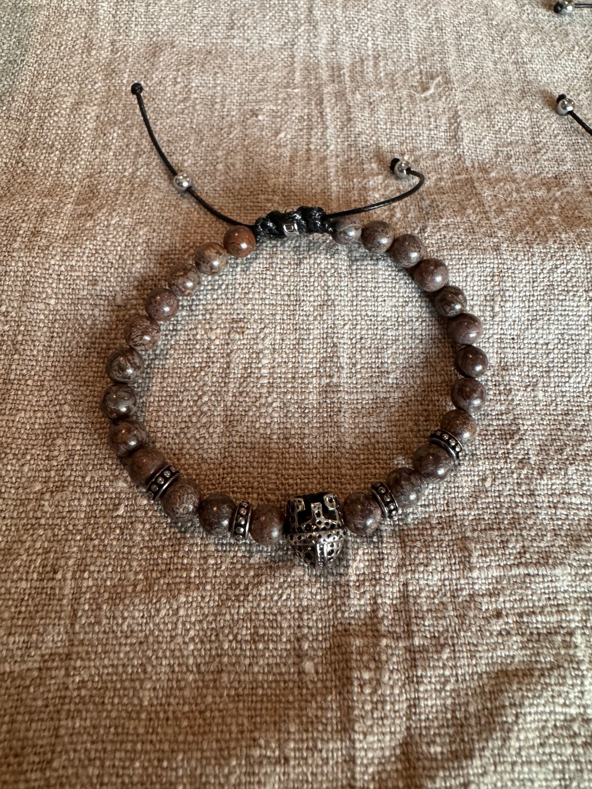 Armbånd brunt lyst sølv native Nordic Icon