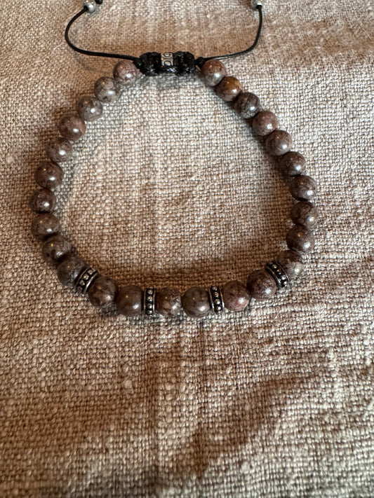 Armbånd brunt lyst sølv native Nordic Icon