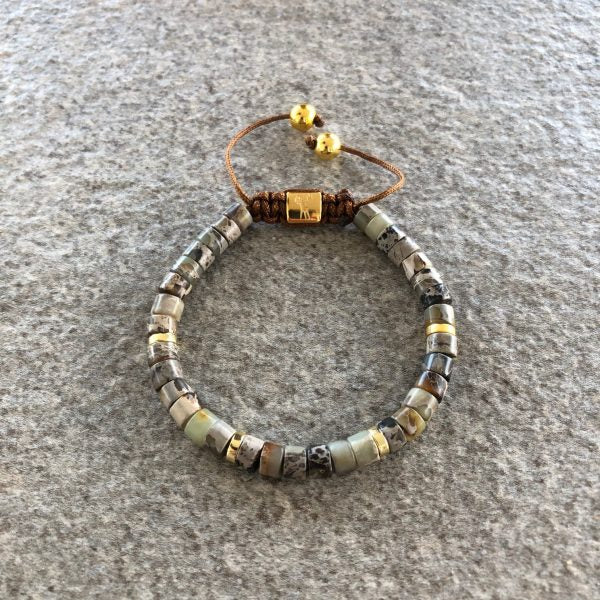 Armbånd grått Nordic Collection beige toner Nordic Icon