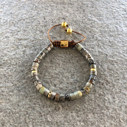 Armbånd grått Nordic Collection beige toner Nordic Icon