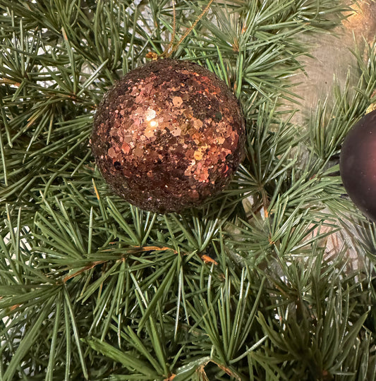 Julekule brun glitter rund Mr Plant