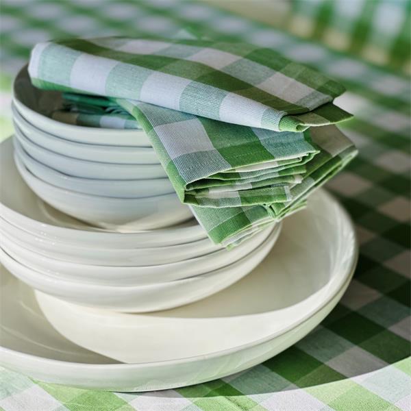 Tøyserviett ruter Bistro lime grønn store Bruka Design